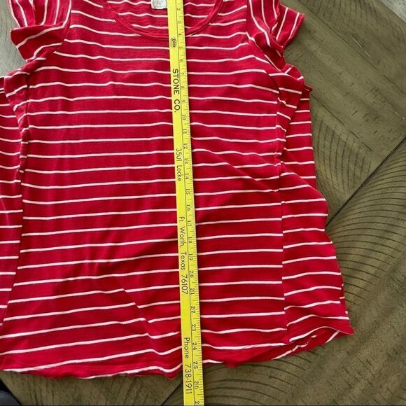 Maurices 24/7 Red and White Flutter Sleeve Tee Shirt - 0X - Picture 7 of 9